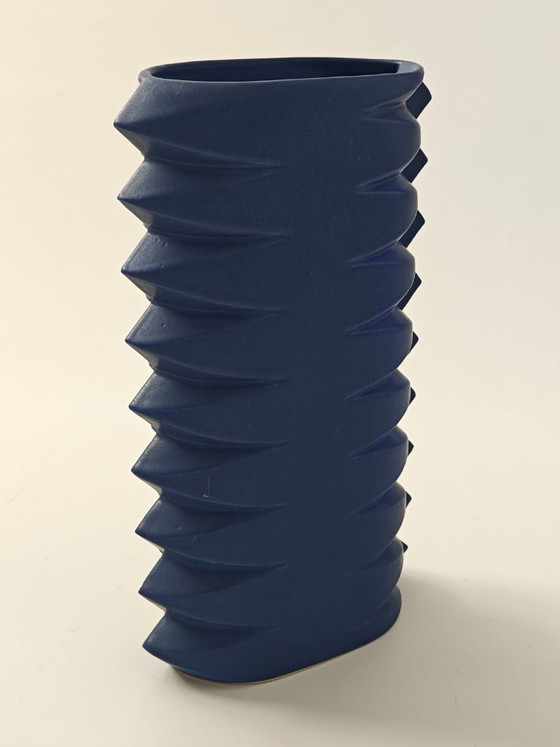 Jan Van Der Vaart – Vase en céramique bleue – Design hollandais – Vintage – Ceramic (photo 6 of 12)