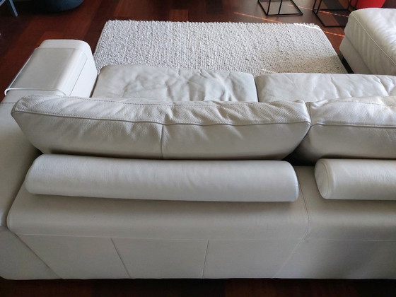 Image 1 of     Natuzzi hoekzetel in wit echt leder – design & topkwaliteit 