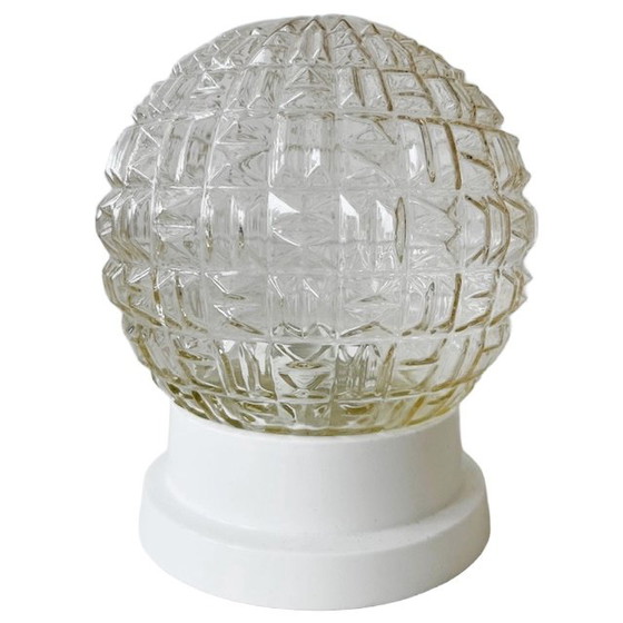 Image 1 of Vintage plafondlamp glas bolvorm 1960's