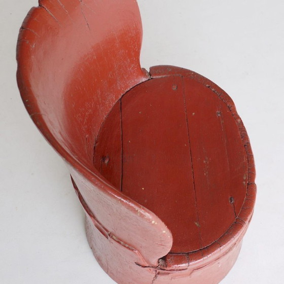 Image 1 of Antieke Scandinavische houten Kubbestol stoel