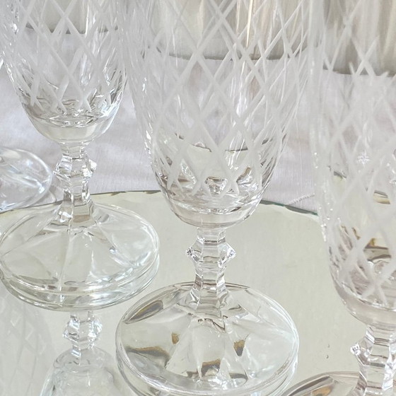 Image 1 of 6 Antique Engraved Champagne Flutes