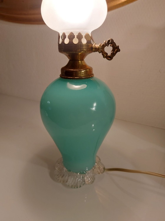 For Sale: Vintage Murano Opal Glass Table Lamp (Turquoise) (photo 2 of 7)