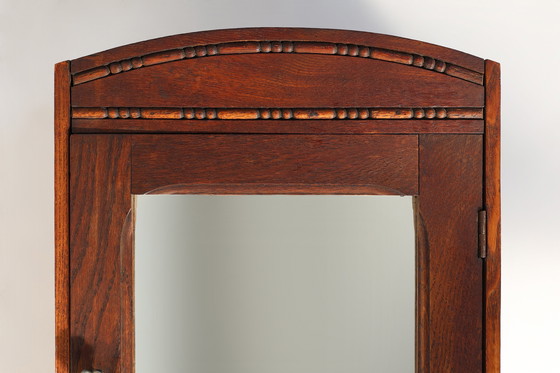 Image 1 of Mueble de afeitar Art Déco de roble con espejo biselado, Francia, ca. 1900