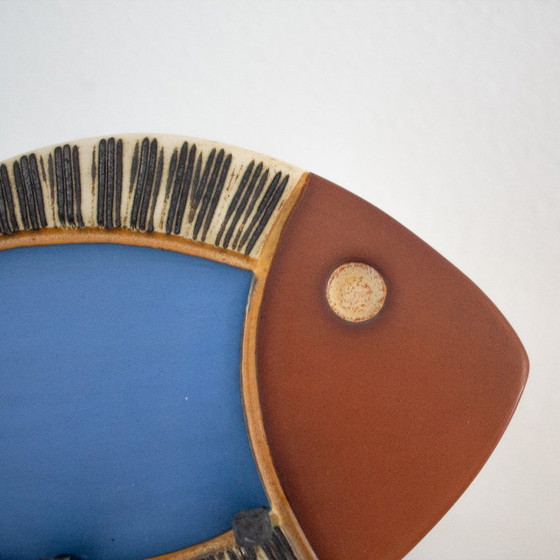 Image 1 of Vintage ceramic fish key holder wall rack: handmade Cuenca Tierra pottery from Ecuador