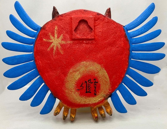 Image 1 of Fairytale owl. A unique figurine for the wall. Handmade by the artist