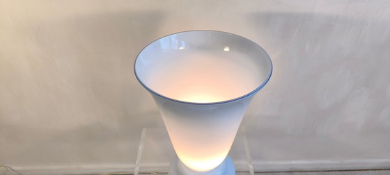 Image 1 of 😍✨ Magnificent large vintage lamp in opaline blue Bohemian glass — signed Czechoslovakia — 1960s/70s ✨😍