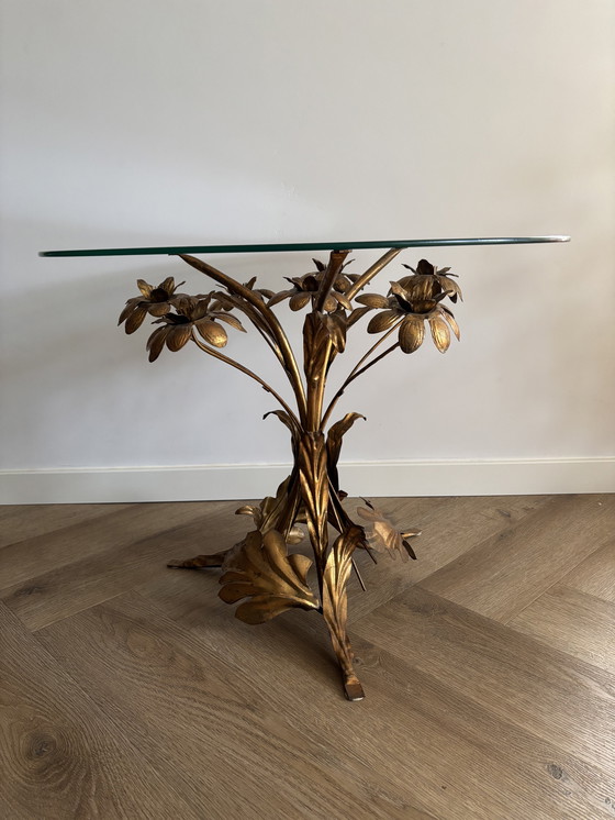 Image 1 of VINTAGE MESSING VERGULDE BIJZETTAFEL / SALONTAFEL HANS KÖGL