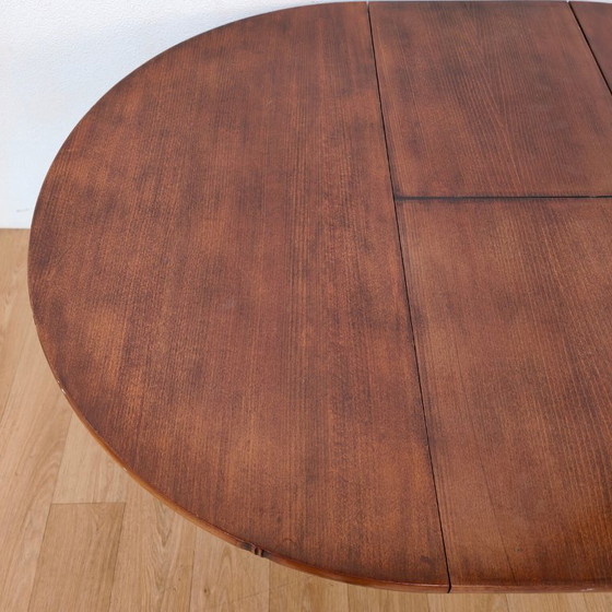 Image 1 of Vintage round faux bamboo dining table extendable dining table