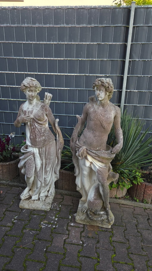 Steinguss Statuen der Griechischen Götter Apollo und Atemis