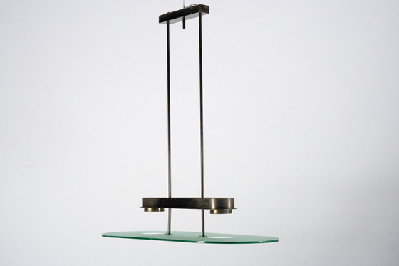 Image 1 of Lumi Milano Lustre Mid Century en laiton et verre - Italie, années 1970
