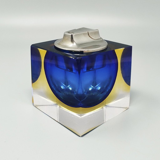 1960s Stunning Blue Table Lighter in Murano Sommerso