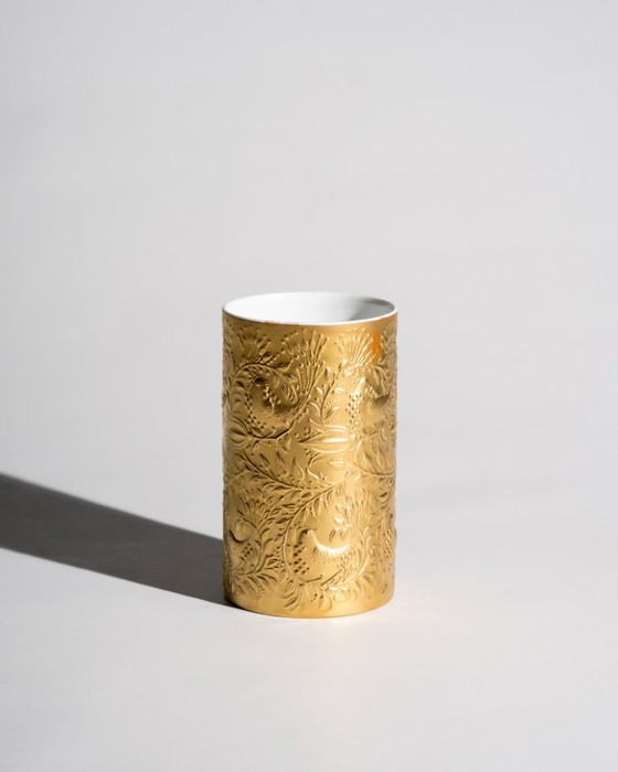 Image 1 of Rosenthal Studio-Line Zauberflöte Porcelain Vase Bjørn Wiinblad Sculptural Gold