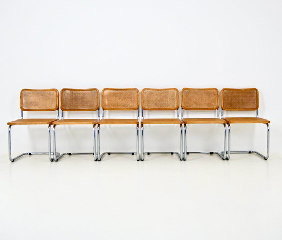 Chaises de salle à manger Style B32 par Marcel Breuer, Lot de 6 – Rattan, Wood (photo 3 of 10)