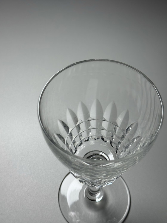 Image 1 of Set van 6 grote kristallen wijn- of waterglazen – Val Saint Lambert “Service Mery” – Art Deco