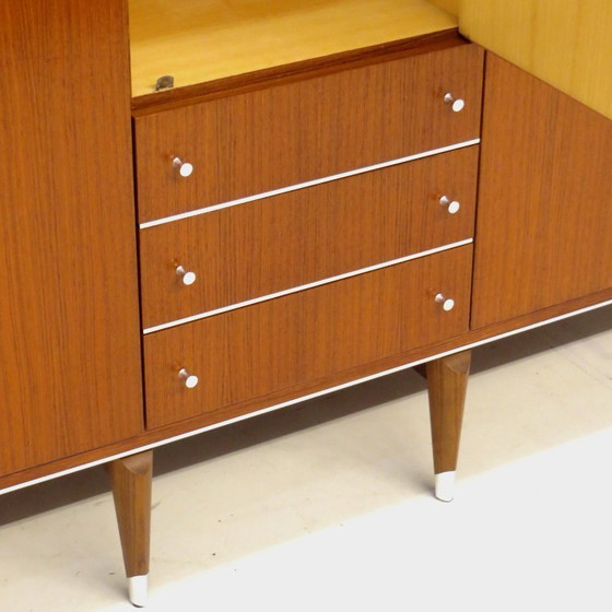 Image 1 of Ampio armadio vintage a 5 ante con tre cassetti in teak, anni '60.