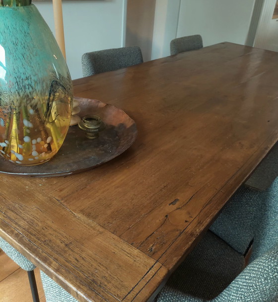Image 1 of Old teak dining table with steel base