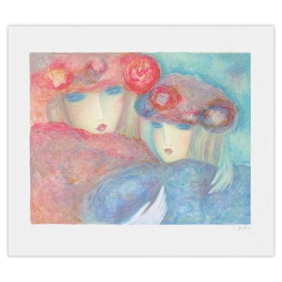 Claire ASTAIX signierte Lithographie Deux Amies 1999 – Lithographien & Drucke, Paper (photo 2 of 5)