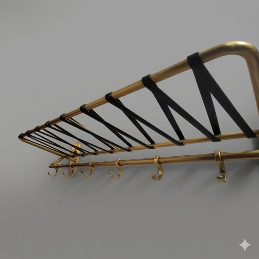 Vintage kapstok en hoedenrek van verguld aluminium uit de jaren 1950-1960