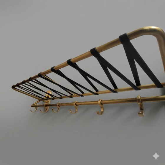 Image 1 of Vintage kapstok en hoedenrek van verguld aluminium uit de jaren 1950-1960