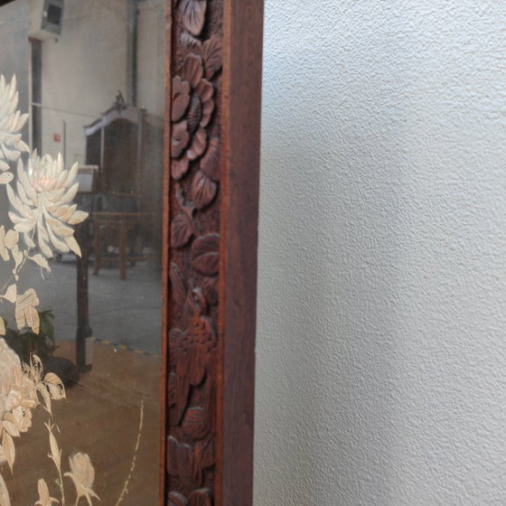 Image 1 of Paravent de cheminée ancien asiatique en bois, paravent décoratif