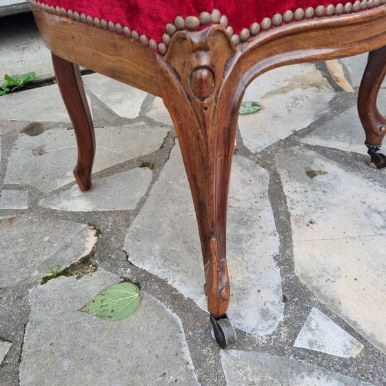 Image 1 of Louis XV chairs, mahogany & red velvet