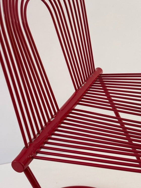 Image 1 of 2 sedie a dondolo di Jutta e Herbert Ohl Rosenthal Lübke, 1982, acciaio laccato rosso