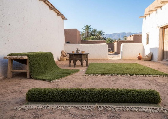 Image 1 of GREEN MOROCCAN RUG 250CMX150CM