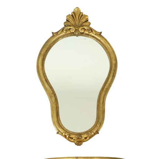 Gilded Baroque Style Mirror With Console