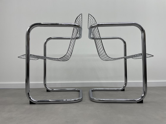 Image 1 of Set of 6 vintage wire steel chairs