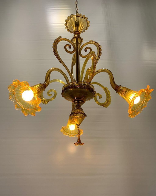 Vintage Murano chandelier attributed to Venini