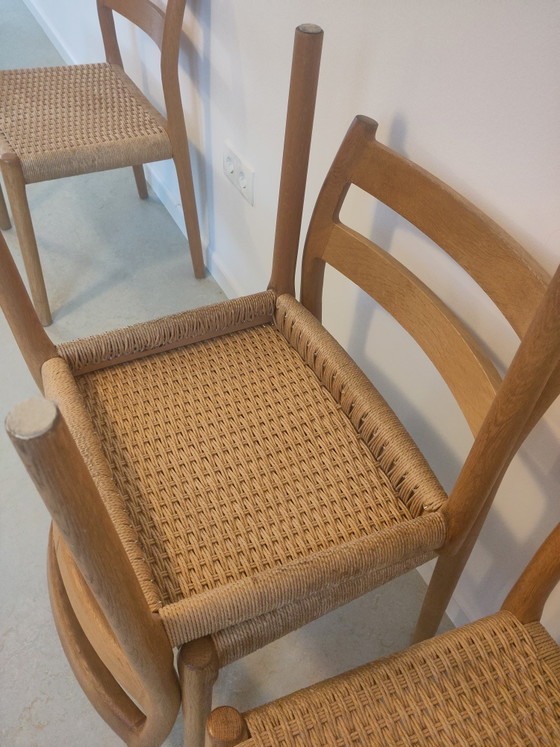 4x Niels Möller Paper Cord Stoelen – J.L. Møllers Møbelfabrik, Eetkamerstoelen, Wood (photo 5 of 5)