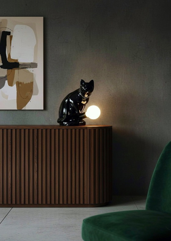 Image 1 of "NOX" table lamp by "neo" Handmade / Stoneware / Black Gloss / Limited Edition