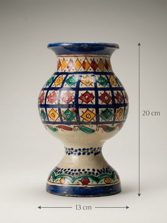 Marokkanische Vase auf Sockel aus Bemalter Keramik – Fès - 20 cm – Vasen, Ceramic (photo 9 of 9)