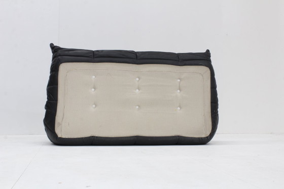 Image 1 of Divano vintage Togo Ligne Roset a 3 posti in pelle nera Michel Ducaroy anni '90