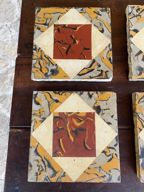 Image 1 of Set di 6 piastrelle francesi d'epoca, anni '30-'40 circa
