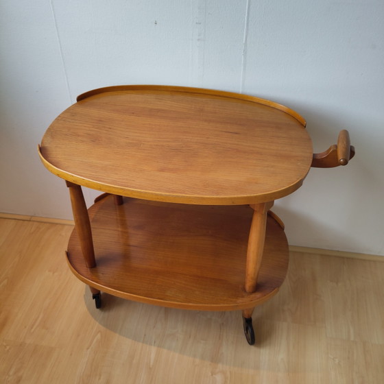 Image 1 of Vintage Mid Century Wooden Serving Trolley Germany