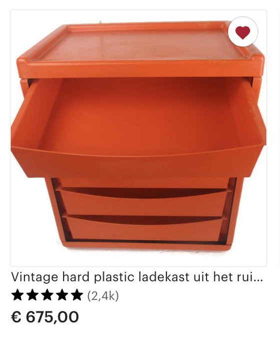 Image 1 of Meurop vintage ladenkast 5 laden Space Age oranje