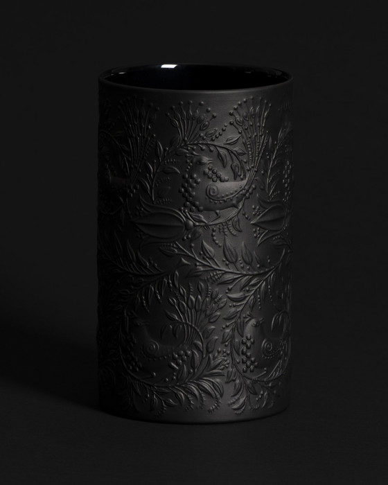 Image 1 of Rosenthal Vase Duo Bjørn Wiinblad Bisque Porcelaine Noire Matte Relief MCM WGP