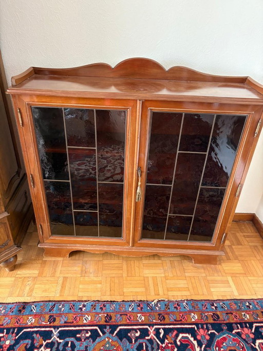 Bibliothèque/vitrine pratique en bois avec portes vitrées – boekenkasten, Wood