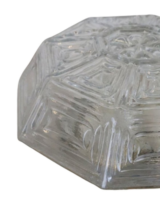 Image 1 of NOS Wika hexagon plafondlamp plafonniere glas vintage