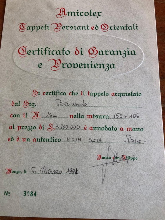 Tappeto persiano Qom Koum in seta 153 × 106 cm con certificato – Tappeti (photo 2 of 5)