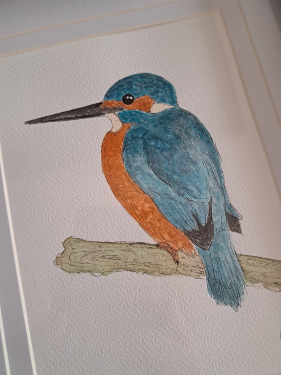 Image 1 of Original watercolor kingfisher | Includes frame