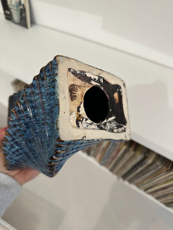 Image 1 of Candelero de cerámica esmaltada - Tournant sculptural bleu