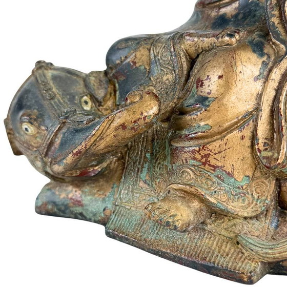Arhat Statue, Gilded Dano Bronze, Himalayan – Buddhist Figure – Beeldhouwkunst (photo 12 of 16)