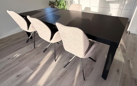 Image 1 of Complete set Keramische Eet tafel en 4 draaibare stoelen