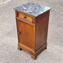 Comodino antico in marmo e legno - Mobiletto in noce - Luigi Filippo - XIX secolo