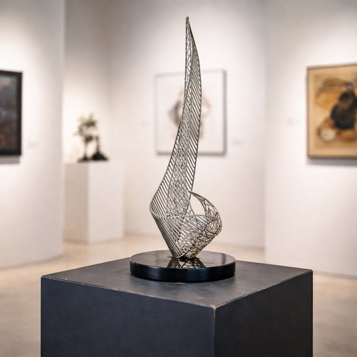 Scultura in filo metallico vintage senza titolo firmata Bob Bennett (1979) artista americano