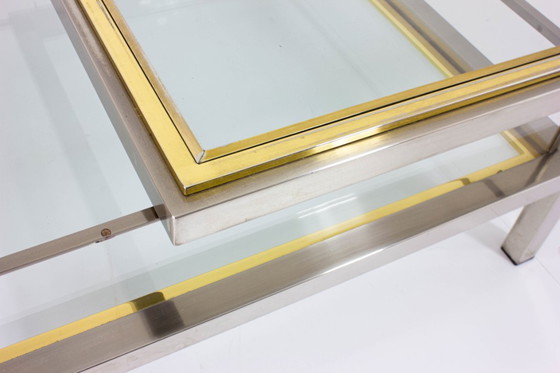 Image 1 of Brass and Chrome sliding top table