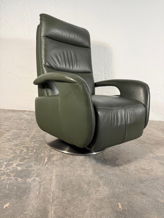 Image 1 of Leather recliner swivel easy chair 