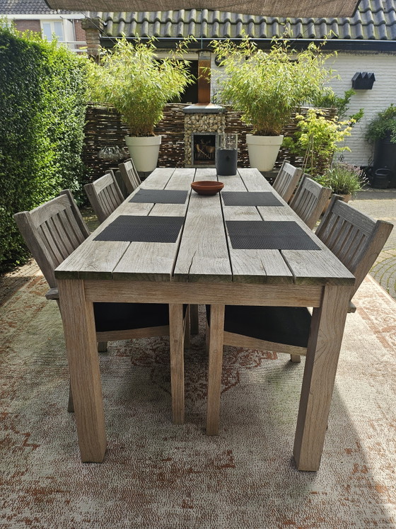Annapart Teak Gartentisch mit 6 Stühlen inkl. Kissen – Garten-Sets, Textile, Wood (photo 2 of 9)